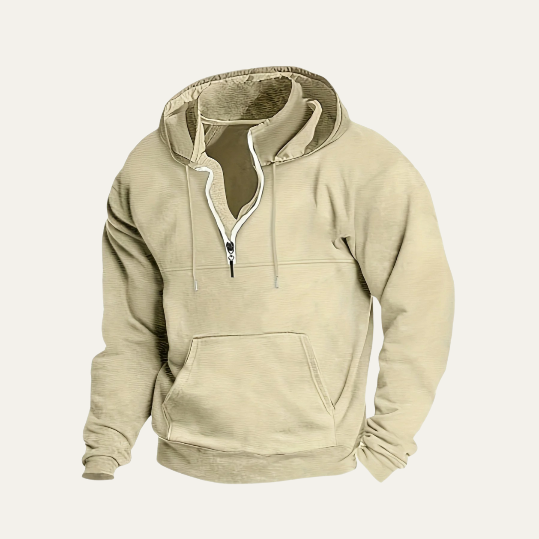 Men’s Utility Pocket Hooded Partial Zip Sweatshirt
