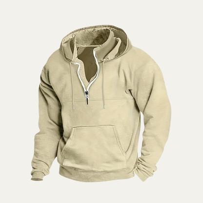 Men’s Utility Pocket Hooded Partial Zip Sweatshirt
