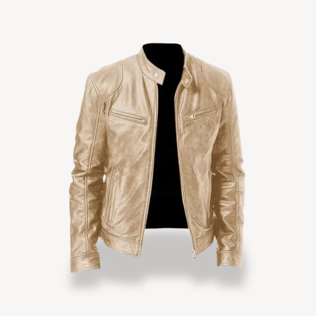 Men's Leather Zip-up Biker Jacket