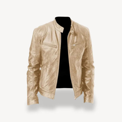 Men's Leather Zip-up Biker Jacket