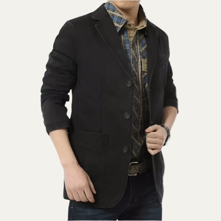 Men’s Casual Cotton Blazer with Notch Lapel