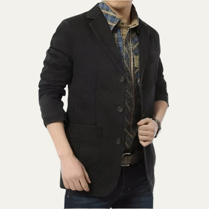 Men’s Casual Cotton Blazer with Notch Lapel