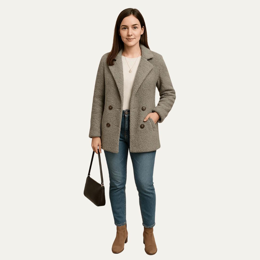 Women’s Textured Double-Breasted Peacoat