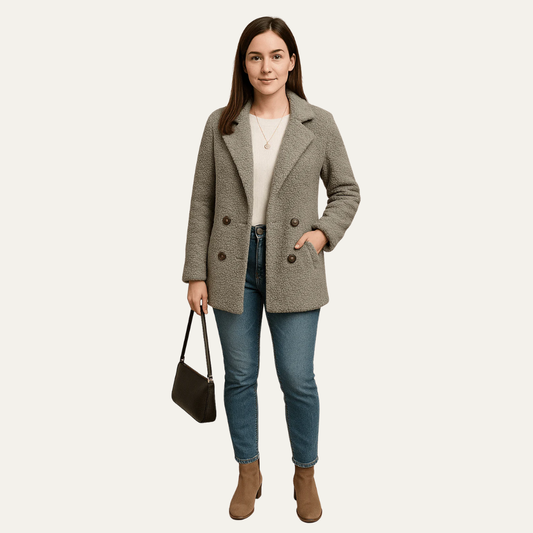 Women’s Textured Double-Breasted Peacoat