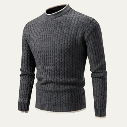 Men's Mock Turtleneck Sweater with Textured Knit Pattern