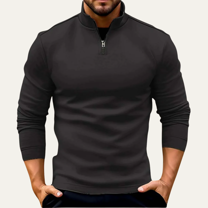Men’s Fitted Quarter Zip Stand Collar Pullover