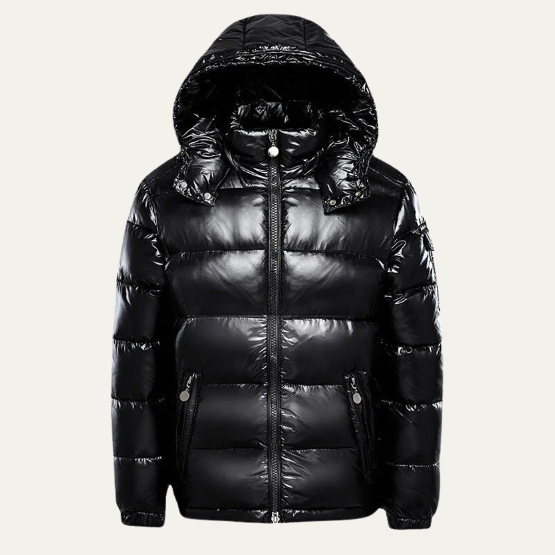 Men’s Quilted Mid Length Jacket with Faux Fur Collar