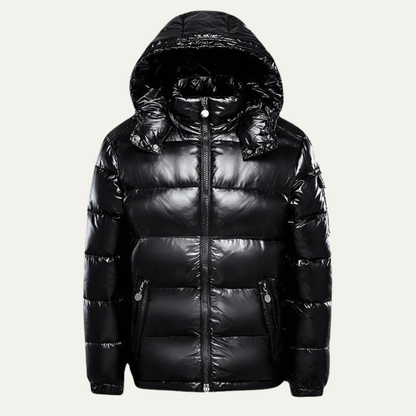 Men’s Quilted Mid Length Jacket with Faux Fur Collar