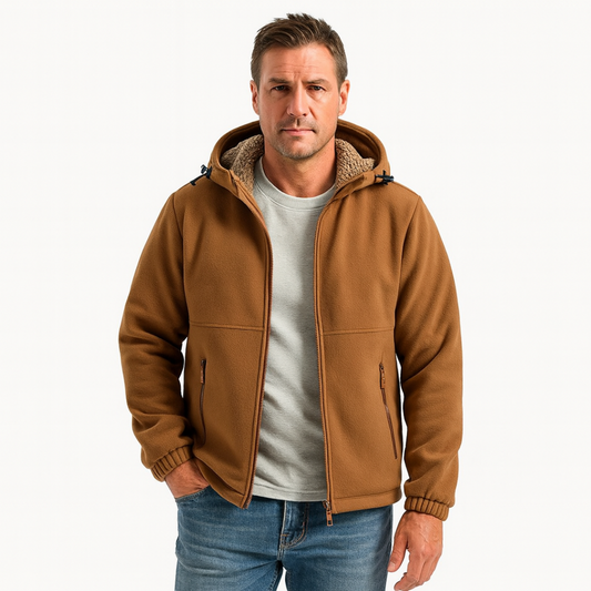 Men’s Pebbled Faux Leather Hooded Jacket