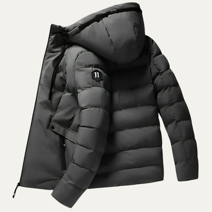 Men’s Hooded Wide Quilt Full Zip Puffer Jacket