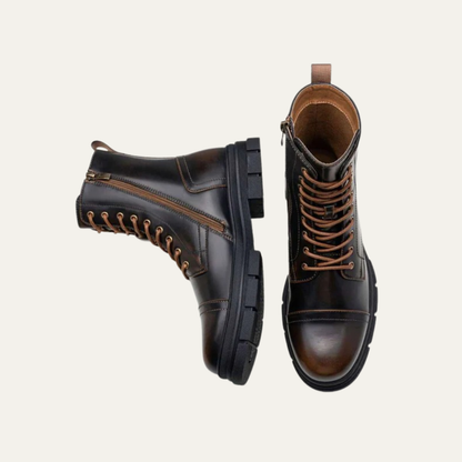 Men’s Cap Toe Combat Boots with Side Zipper