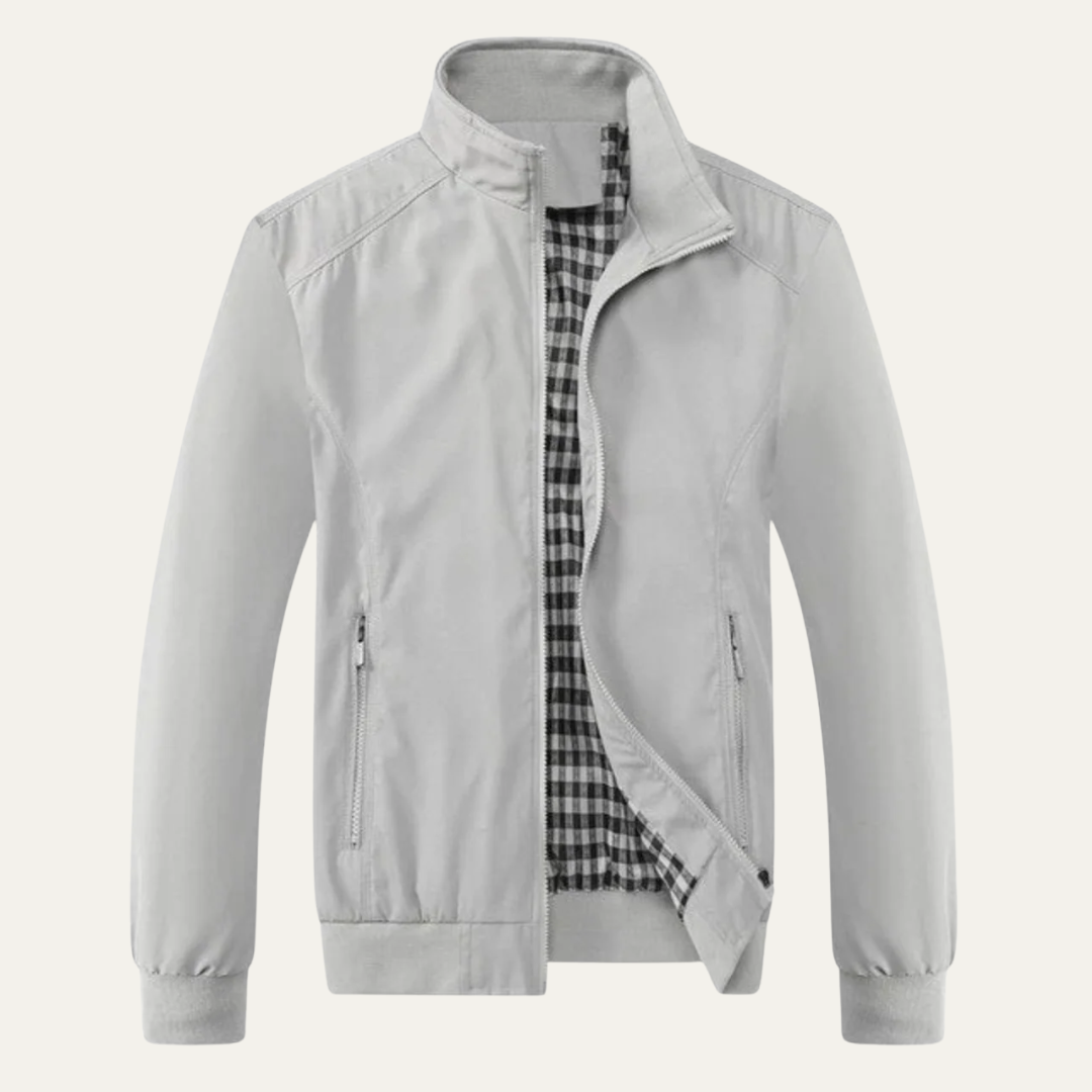 Men’s Summer Lightweight Plaid Lined Bomber Jacket