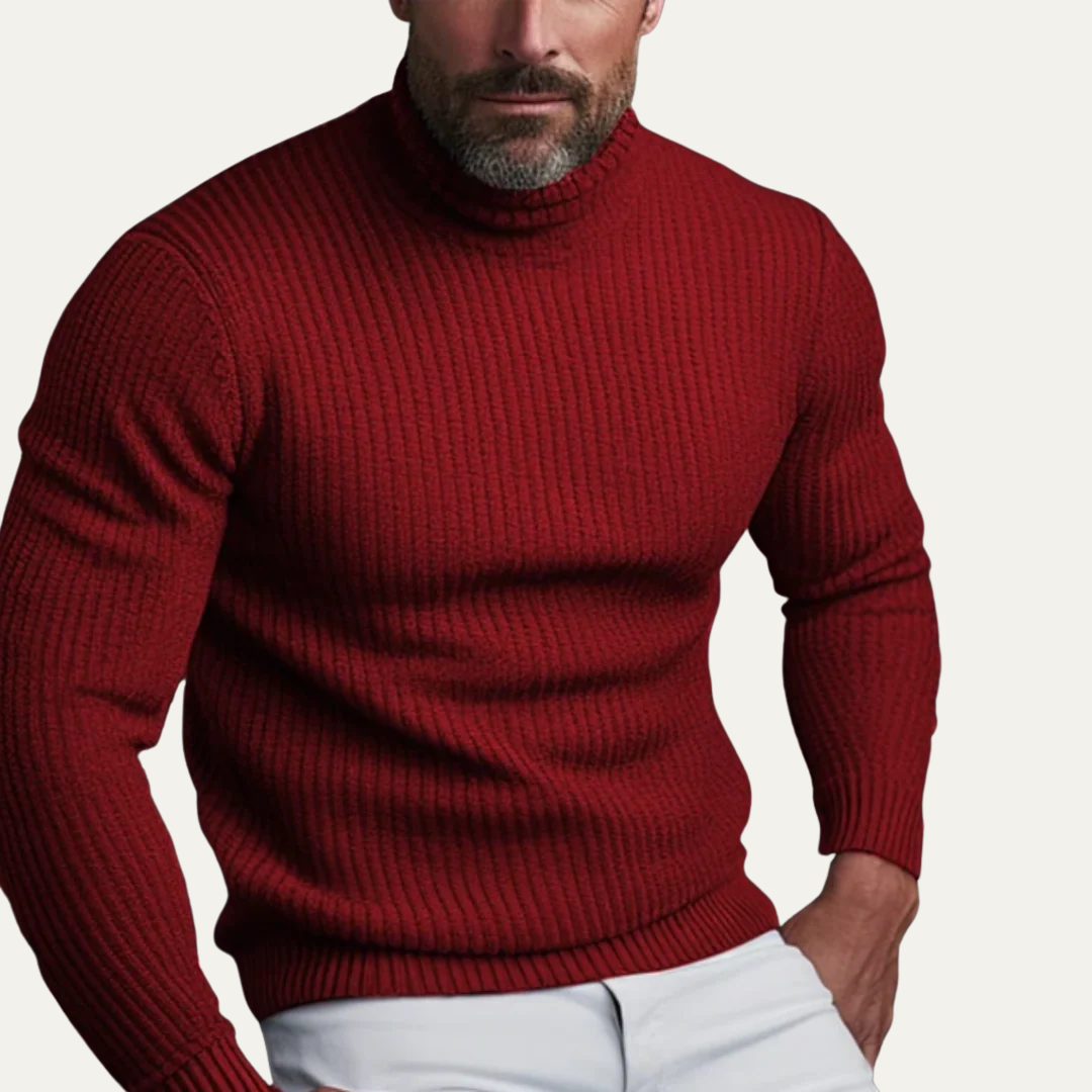 Men’s Ribbed Knit Turtleneck Sweater