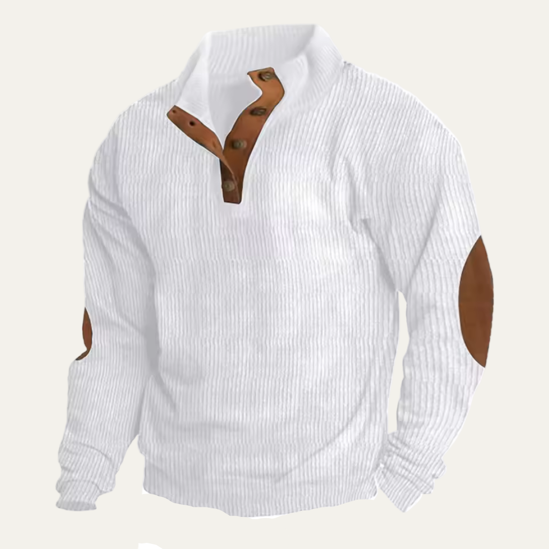 Men’s Loose Knit Buckle Neck Casual Sweater Hoodie