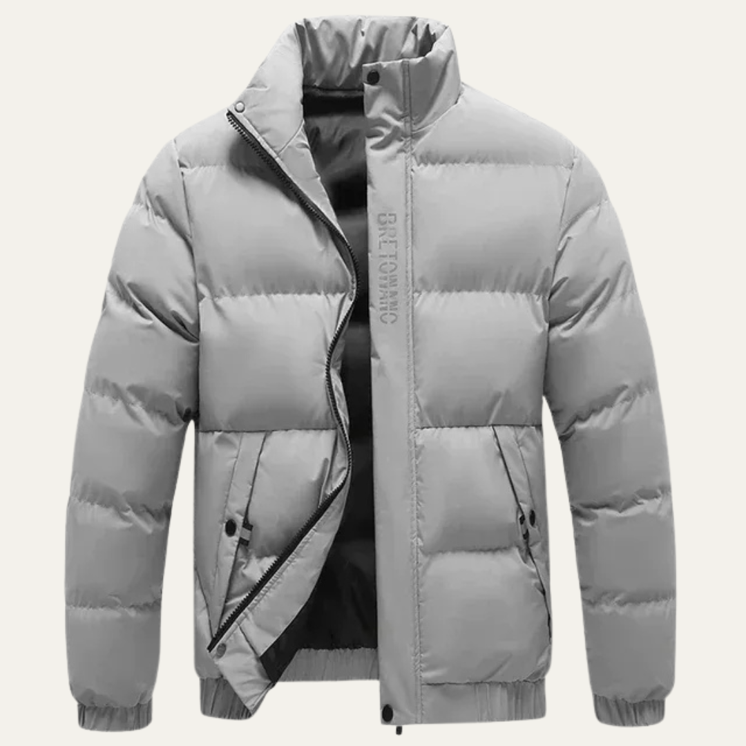 Men’s Stand Collar Insulated Puffer Bomber Jacket