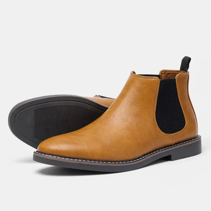 Classic Vegan Leather Chelsea Ankle Boots for Men - BritishElegance