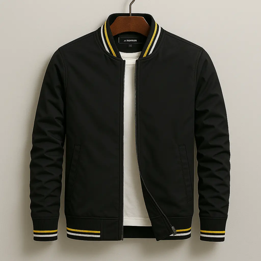 Men’s Striped Trim Bomber Jacket | Clean Zip-Up Sport Style
