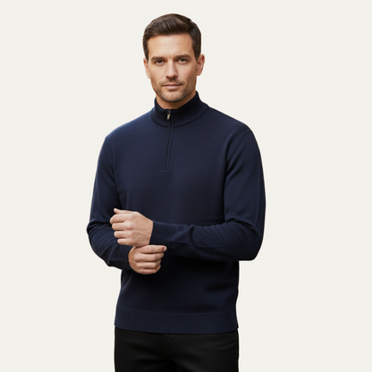 Men’s Solid Quarter Zip Stand Collar Pullover