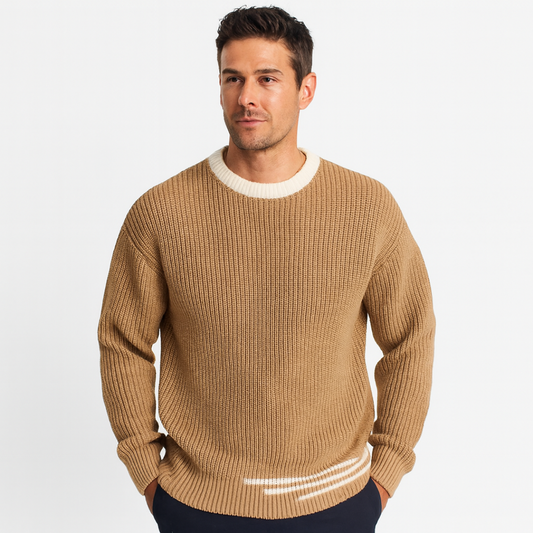 Men’s Ribbed Stripe Trim Sweater
