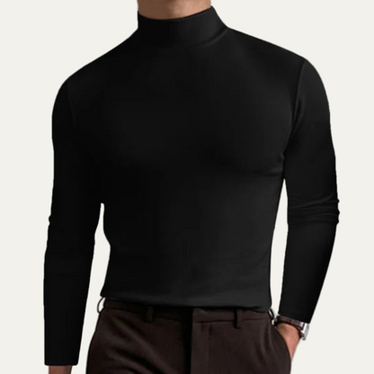 Men’s Solid Mock Turtleneck Long Sleeve Shirt