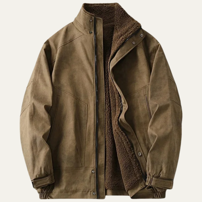 The Sandringham Men’s Warm Fleece Lined Vintage Brown Suede Jacket
