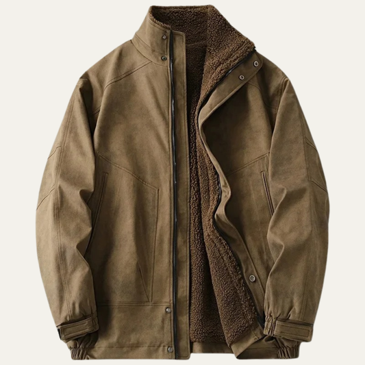 The Sandringham Men’s Warm Fleece Lined Vintage Brown Suede Jacket