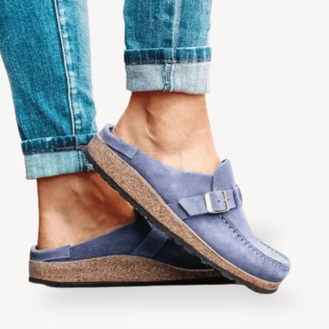 Women's Orthopedic Suede Comfort Buckle Slip-On Clogs