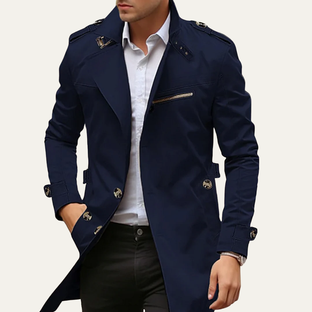 Men’s Long Single Breasted Trench Coat