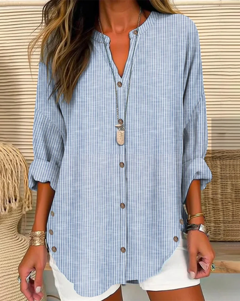 Relaxed Fit Casual Long Sleeve Women's Blouse Shirt - BritishElegance