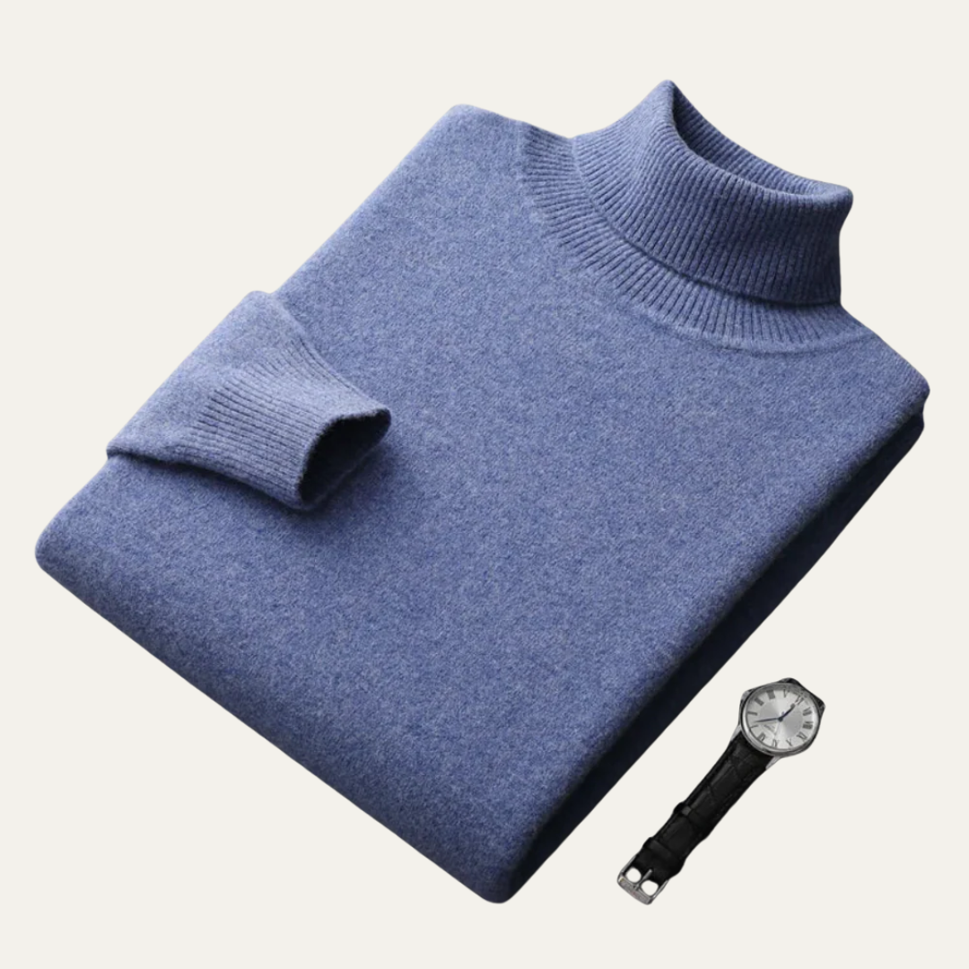 Men’s Smooth Knit Fitted Turtleneck Sweater