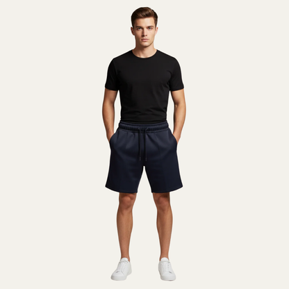 Men’s Casual Mid Thigh Knit Shorts with Stitched Crease