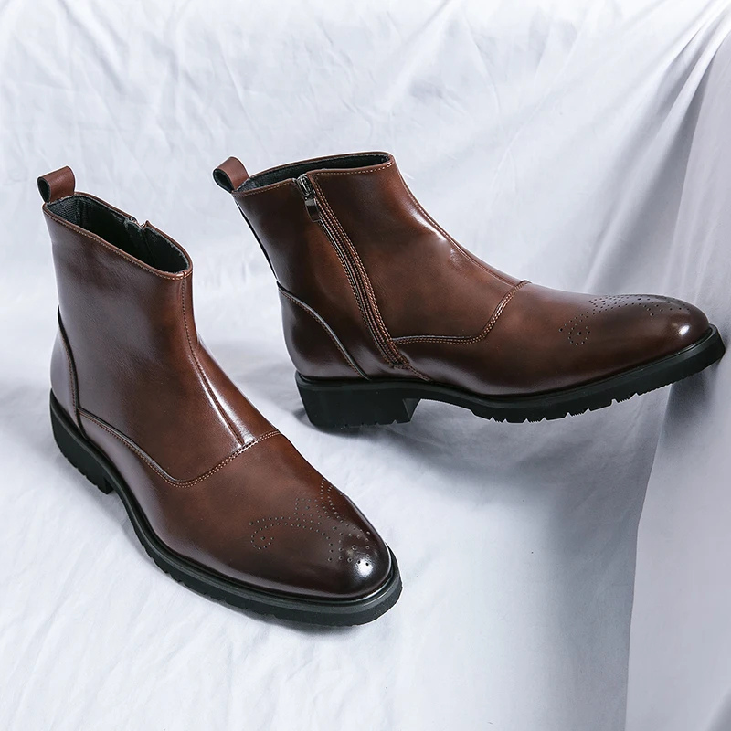 Comfortable Mens Vegan Chelsea Ankle Boots with Zip - BritishElegance