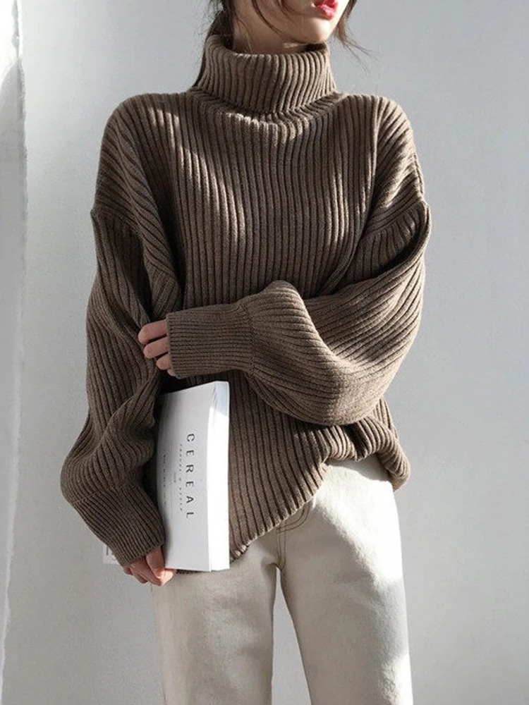 Warm Chunky Knit Turtleneck Sweater for Women - BritishElegance