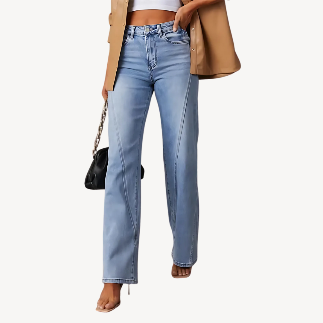 Women's Blue Denim Wide Leg Jeans