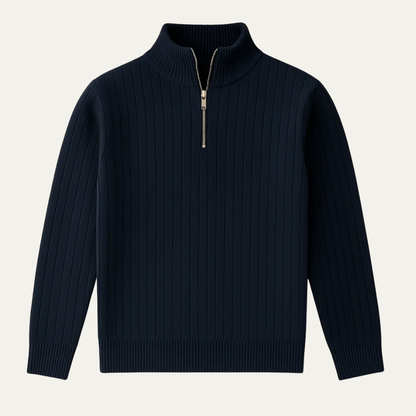 Men’s Mock Neck Quarter Zip Ribbed Sweater