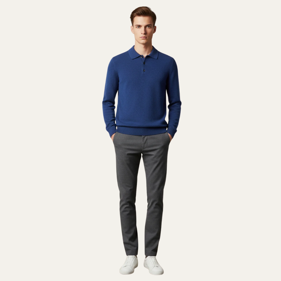 Men’s Long Sleeve Knit Polo Sweater