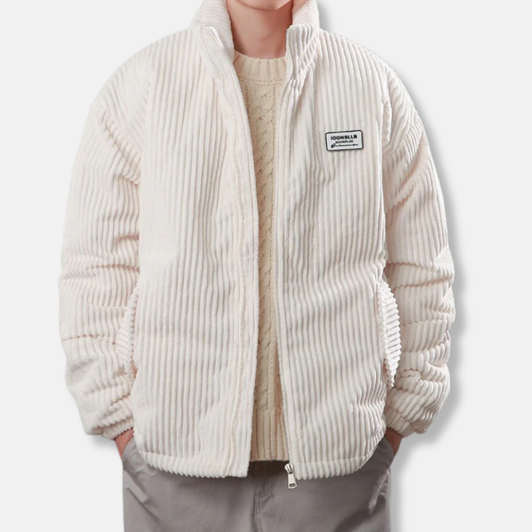 Men’s Jacket – Padded Corduroy – Relaxed Fit – Stand Collar – Elasticated Cuffs