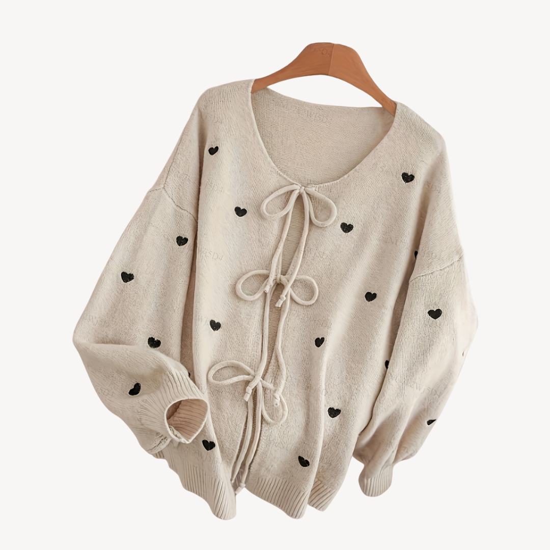 Heart Print Cotton Cardigan for Women