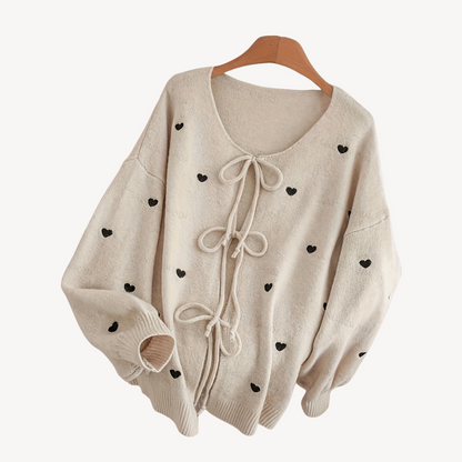 Heart Print Cotton Cardigan for Women