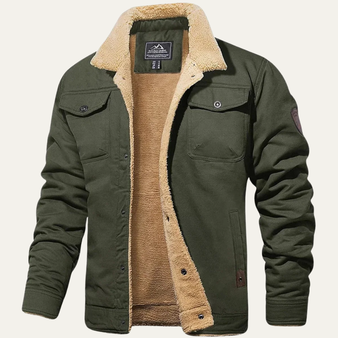 Men’s Faux Shearling Lined Snap Front Trucker Jacket