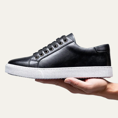 Men’s Leather Low Top Sneakers with Thick Cupsole