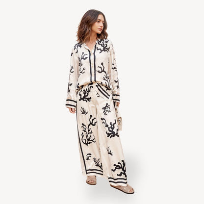 Coral Print Pajama Set Women