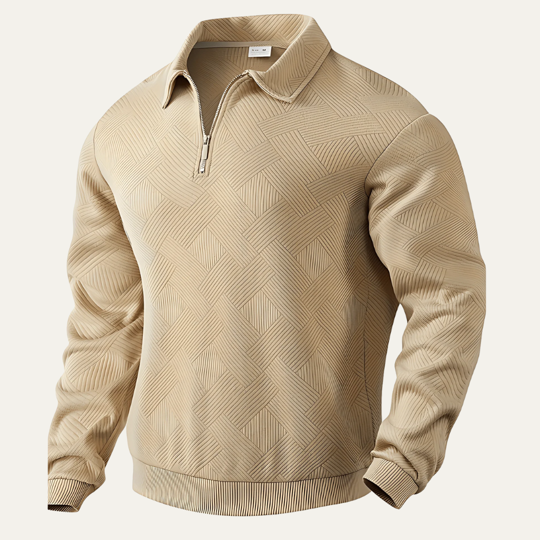 Men’s Textured Quarter Zipper Polo Sweater