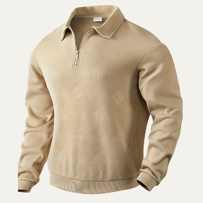 Men’s Textured Quarter Zipper Polo Sweater