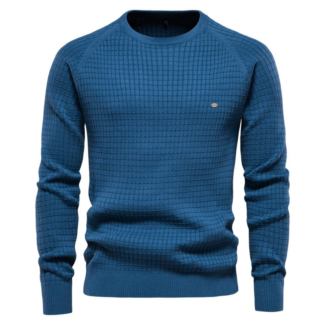 Men’s Textured Waffle Knit Crewneck Sweater