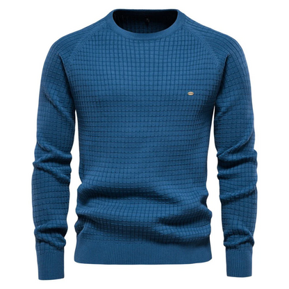 Men’s Textured Waffle Knit Crewneck Sweater