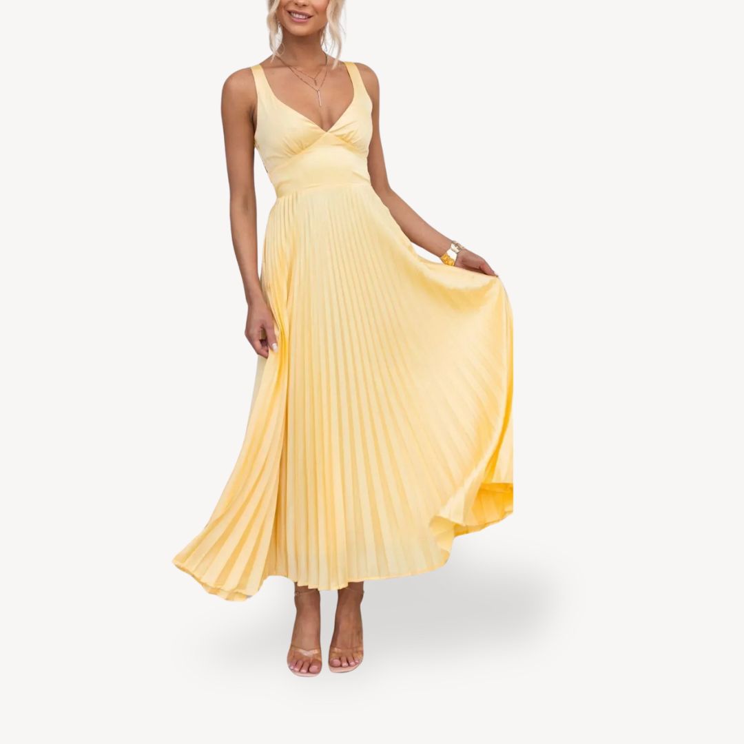 Women's Pleated Cutout Midi Dress