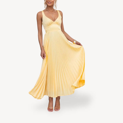 Women's Pleated Cutout Midi Dress