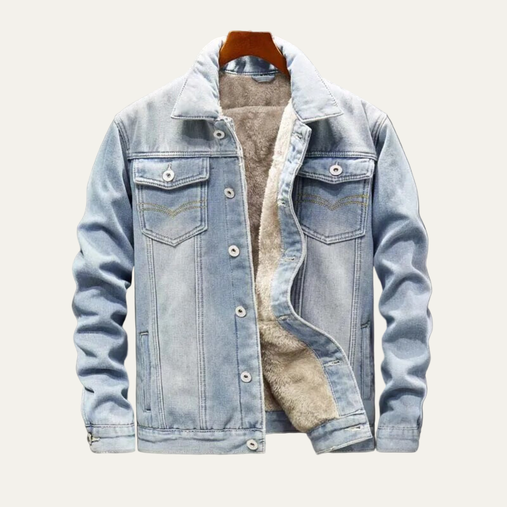 Men’s Sherpa Lined Fleece Denim Trucker Jacket