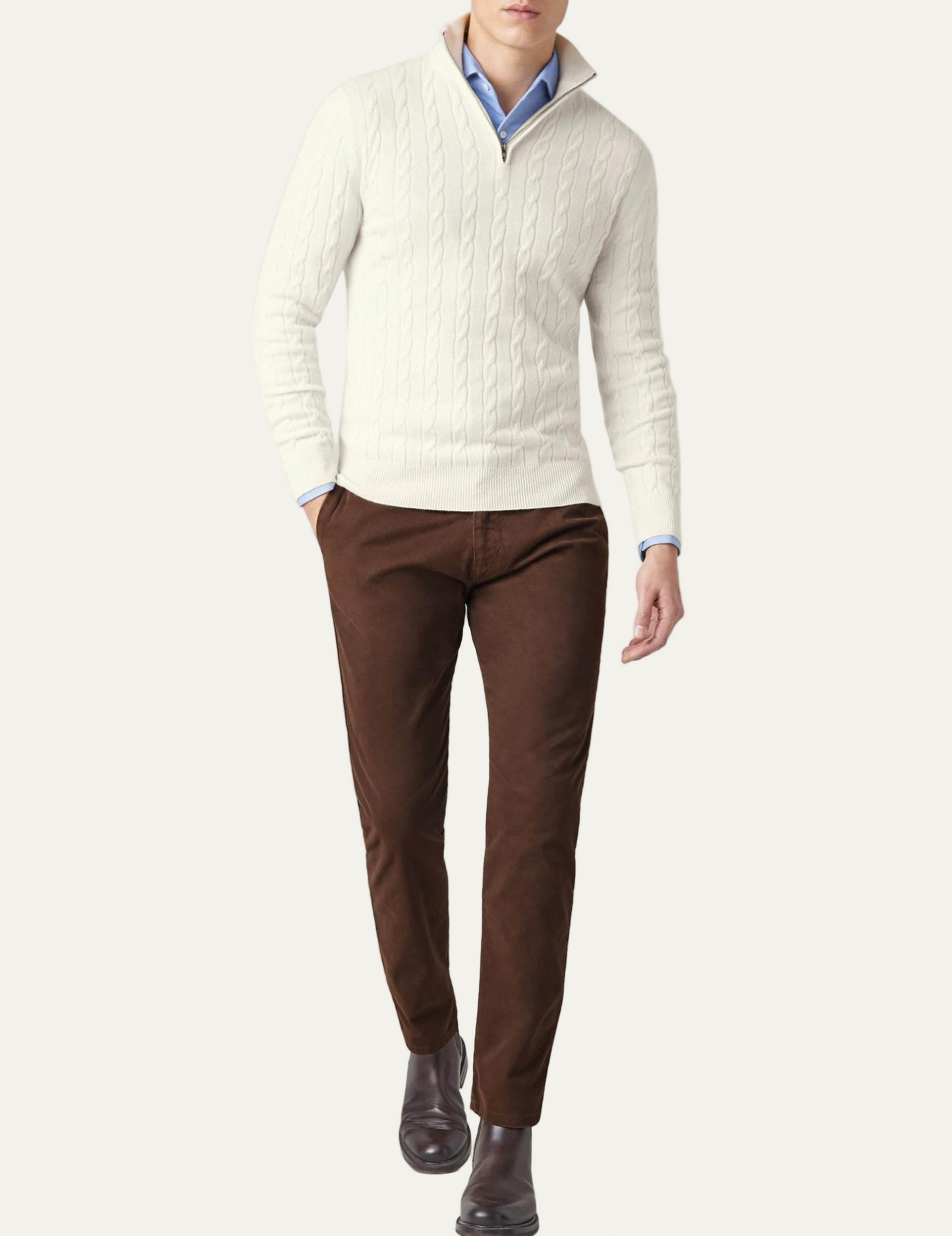 Men’s Cable Knit Zipper Sweater